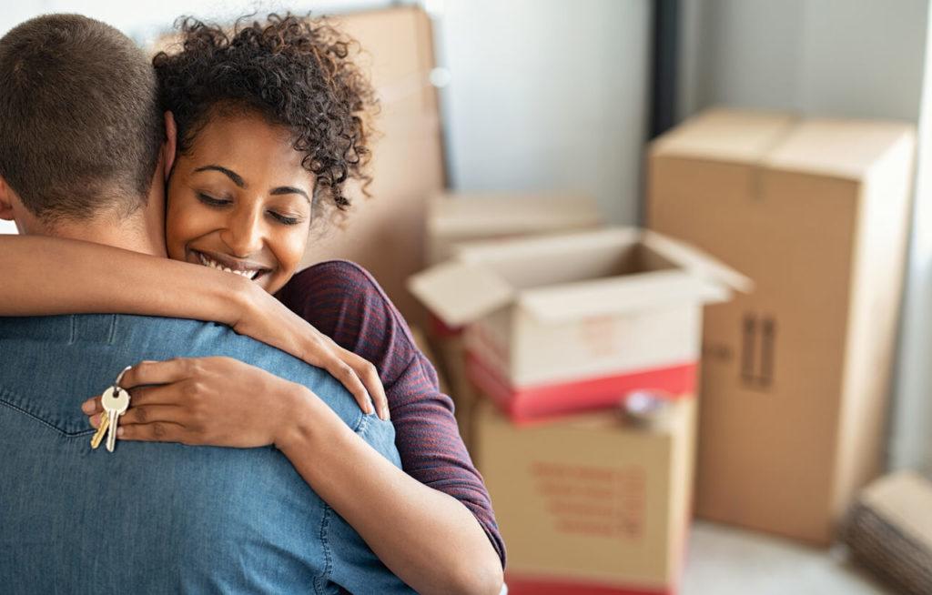 Couple moving into their new home